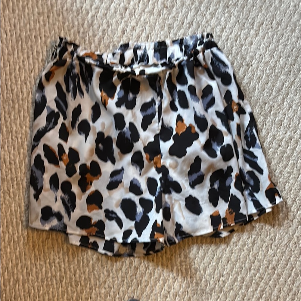 SHEIN High Waist Leopard Print Shorts - Black, White, Brown